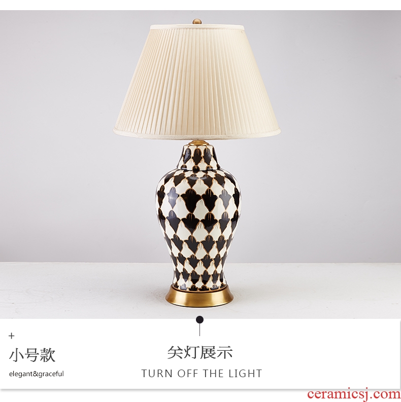 American ceramic desk lamp villa living room bedroom berth lamp creative designer fashion and move study all copper lamp