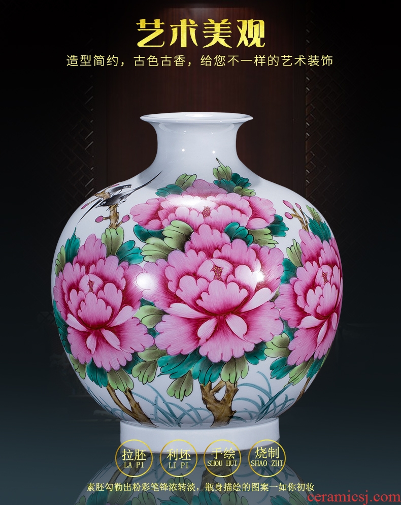 Jingdezhen famous master hand made lotus ceramics vase furnishing articles of new Chinese style decorates porch sitting room big furnishing articles