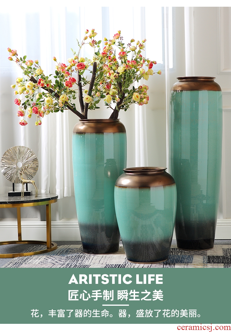 Jingdezhen ceramics live figure ground gourd vases large feng shui living room home furnishing articles - 600624266456
