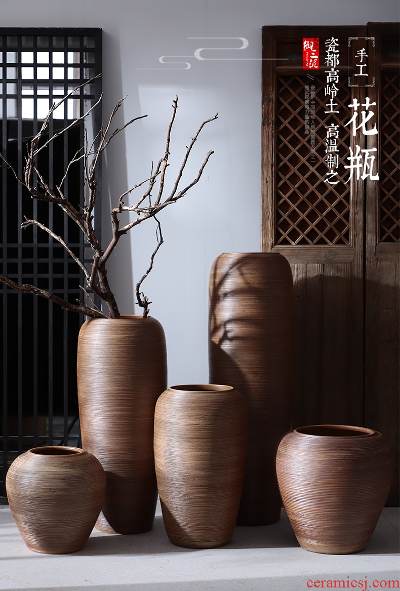 Jingdezhen ceramics powder enamel pine crane live idea gourd of large vases, modern Chinese style household crafts - 583295609150