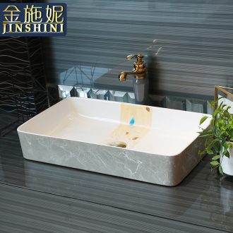 Gold cellnique stage basin household rectangle ceramic lavabo wash basin lavatory contracted ChiPan basin