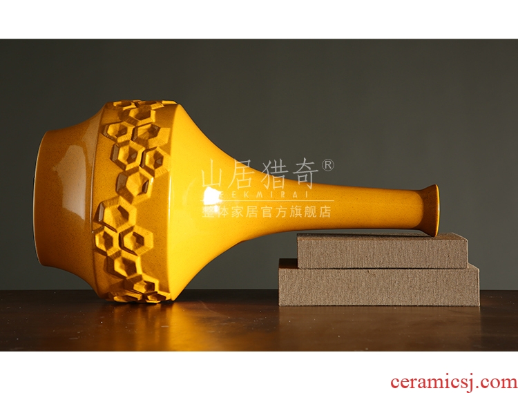 Jingdezhen ceramic floor big vase large porcelain crystal glaze blooming flowers flower arrangement sitting room adornment is placed - 541192483874