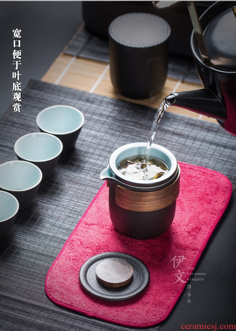 Evan ceramic portable crack cup is suing travel kung fu tea set contracted a pot of five cups of tea pot set is small