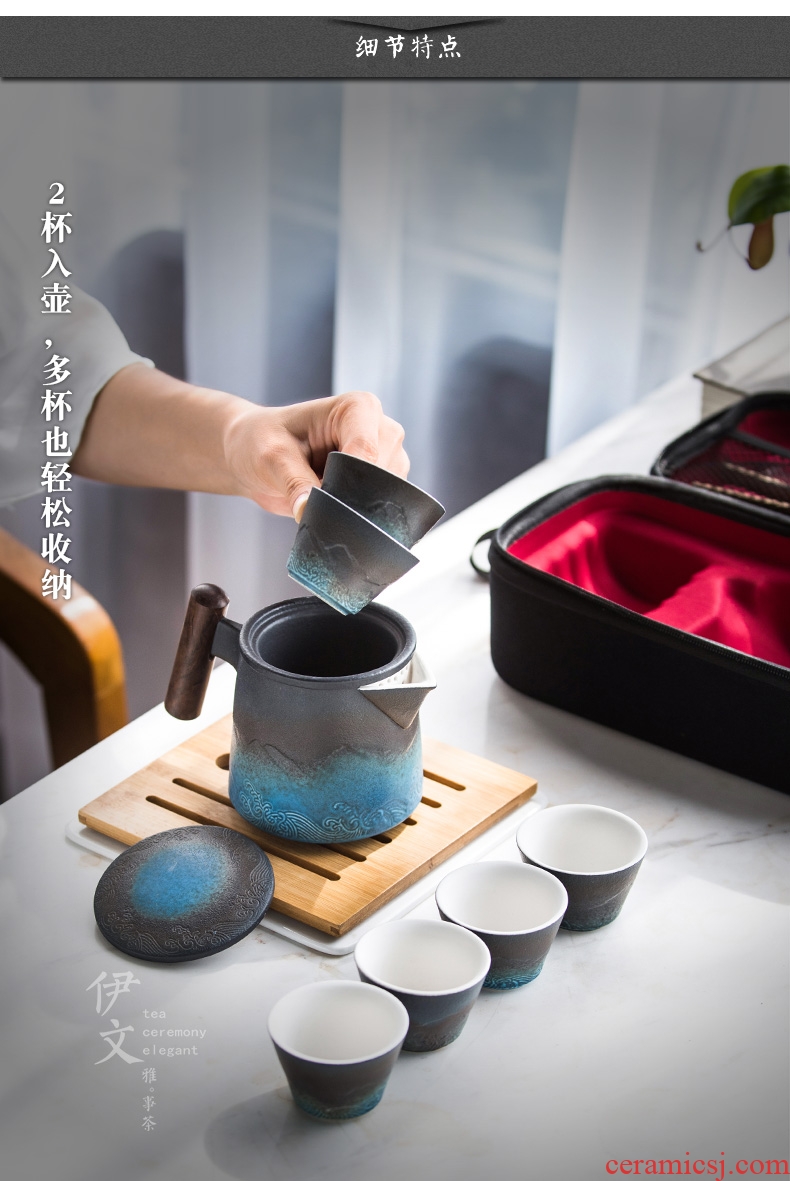 Evan ceramic travel kung fu tea sets portable teapot contracted is suing crack cup a pot of six glasses