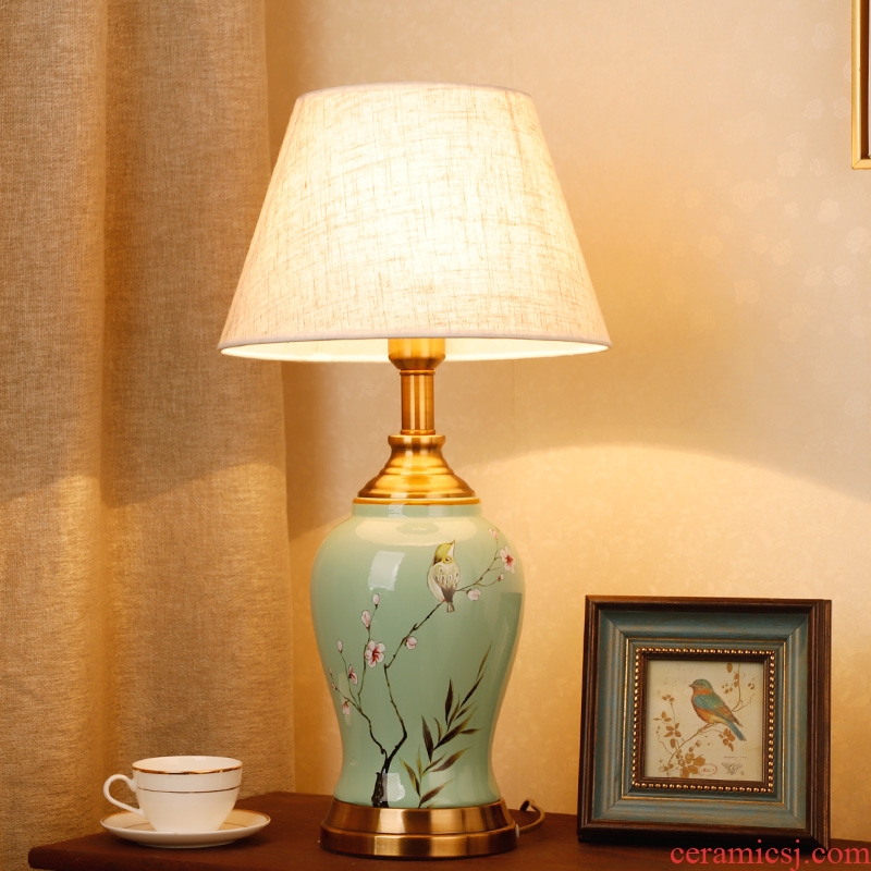 New Chinese style ceramic desk lamp classical home sitting room bedroom study bedroom adornment wedding carried this bedside lamp