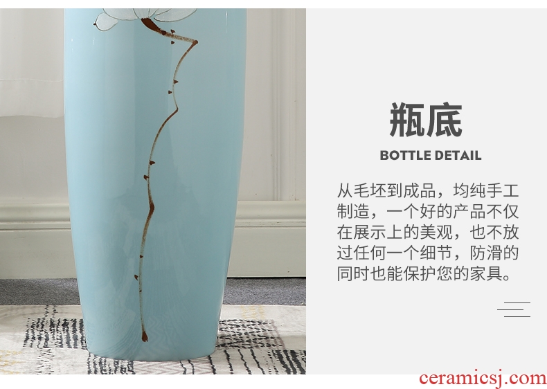 Chinese style household ceramics high porch decorate sitting room ground vase hydroponics simulation big dry flower Nordic decorative furnishing articles - 597882202842