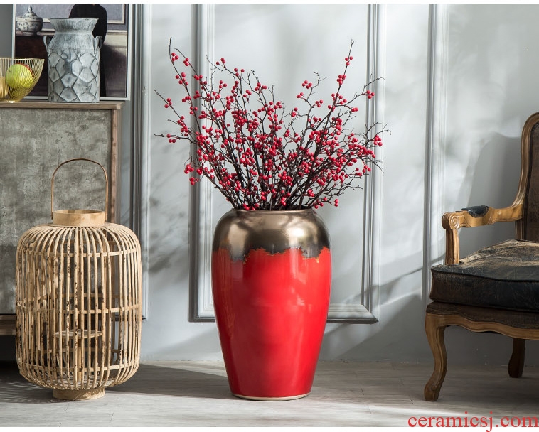 Postmodern contracted sitting room manual glaze belly ceramic vase furnishing articles of Chinese style porch swing soft adornment - 598685743036