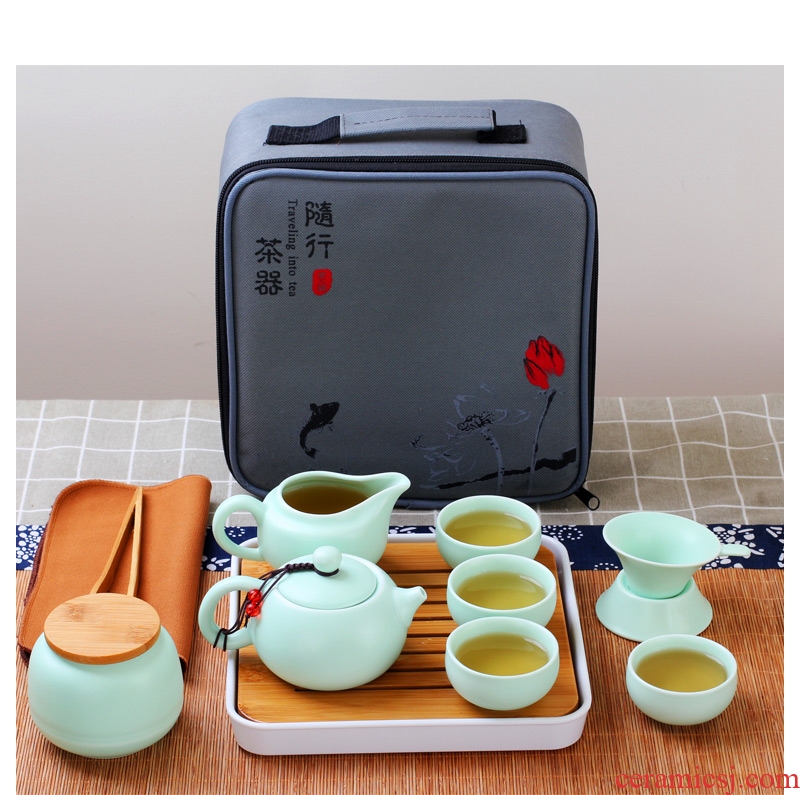 Travel kung fu tea set porcelain crack cup home your up with a pot of 22 man is suing portable bag in ceramics