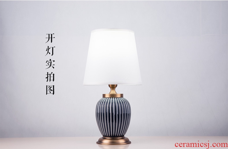 Light key-2 luxury American - style lamp ceramic decoration art designer pure color I and contracted sitting room bedroom lamps and lanterns of the head of a bed