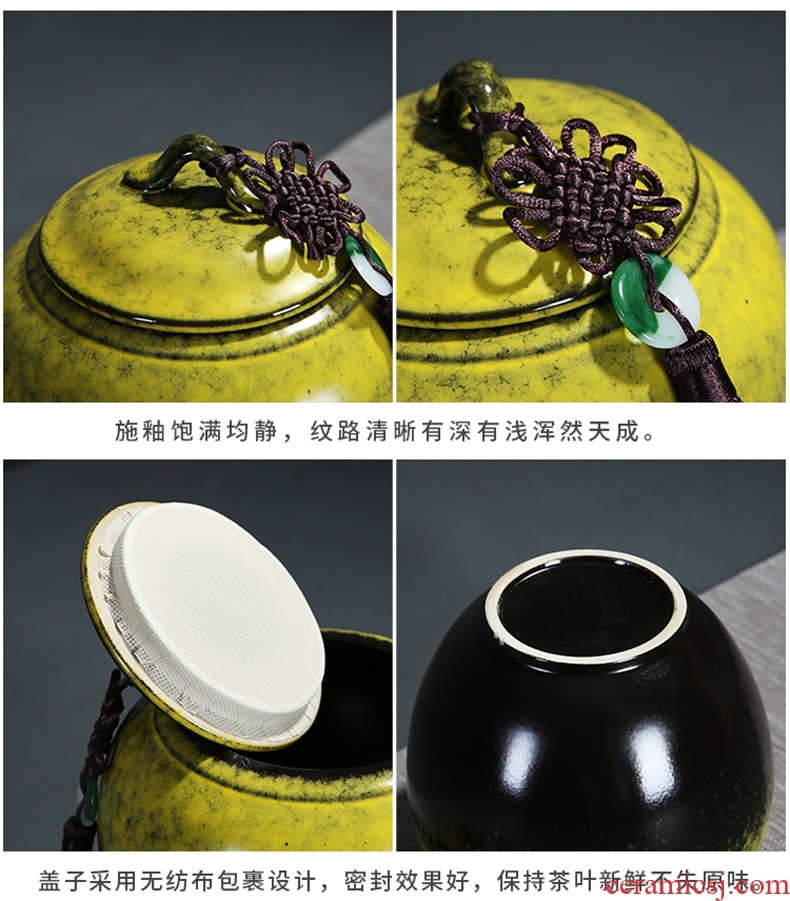 Auspicious edge kiln caddy ceramic large 1.5 kg pack storage sealed cans of pu 'er tea pot moistureproof POTS