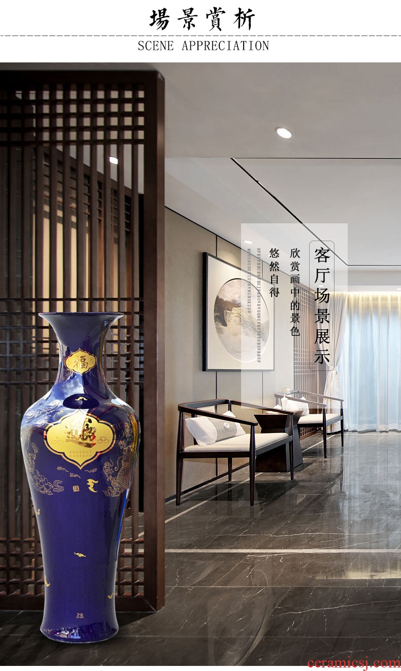 Jingdezhen ceramics big blue and white porcelain vase splendid sunvo hotel decoration sitting room place large landing - 595410387387