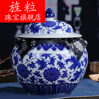 Continuous grain of jingdezhen ceramic moistureproof tea canister receives puer tea pot seal restoring ancient ways is large