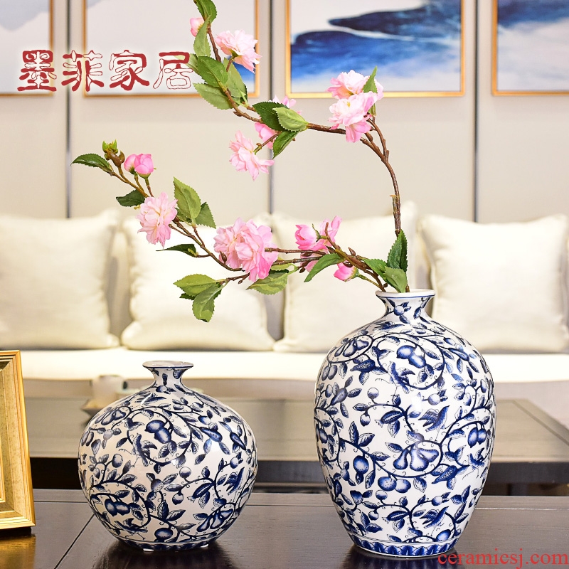 Murphy American country handmade ceramic vases, new Chinese style living room TV cabinet wine cabinet decoration hydroponic flower arranging furnishing articles