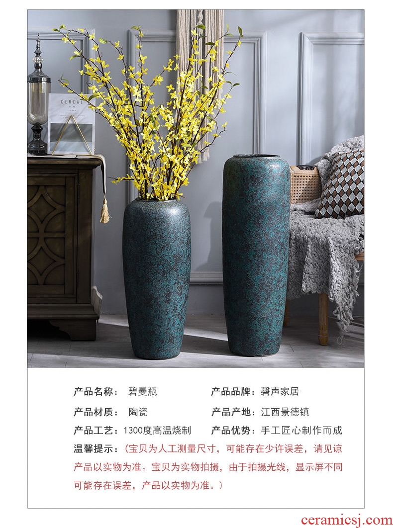 Jingdezhen blue and white ceramics hand - made peony landing big vase home sitting room adornment hotel furnishing articles - 603349256774