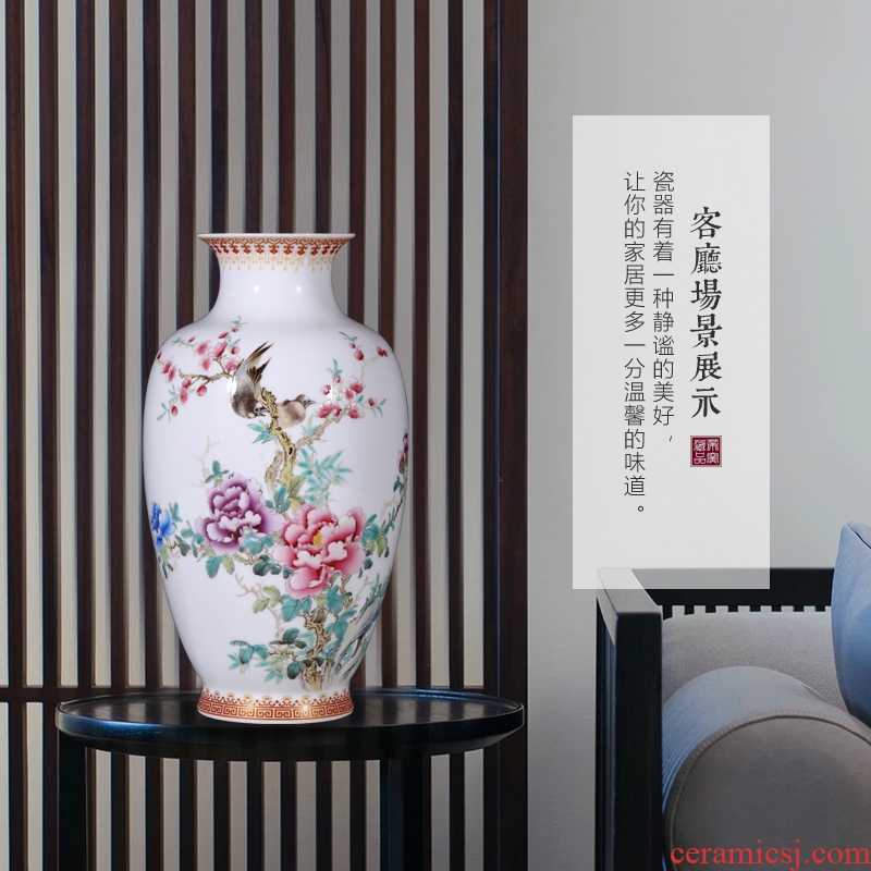 Master of jingdezhen ceramics hand-painted blooming flowers bottles of Chinese style living room TV ark flower arranging porch is decorated furnishing articles