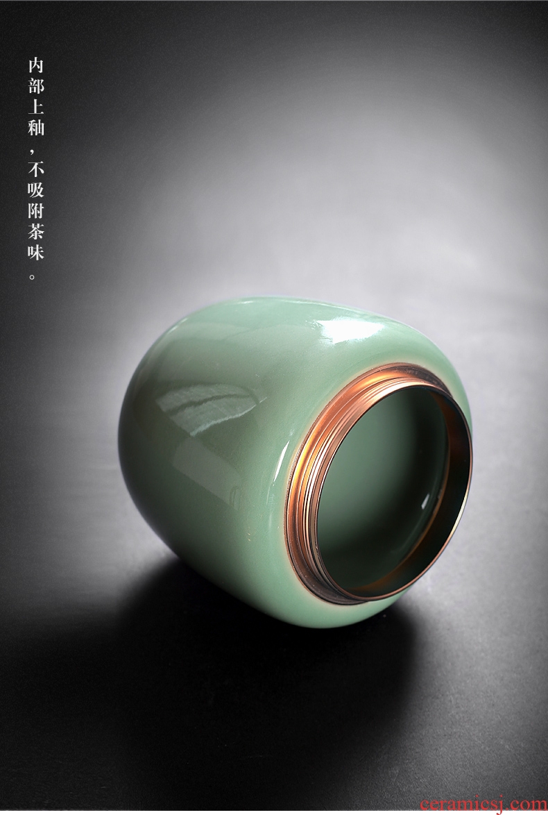 Large seal caddy longquan celadon tea pu 'er portable household ceramic tea pot storage tanks