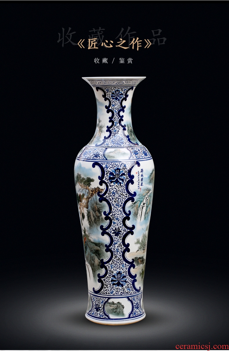 Jingdezhen ceramics has a long history in the hand draw pastel landscapes of large vases, home furnishing articles sitting room adornment