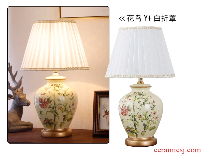 Ceramic lamp American bedroom living room study of new Chinese style restoring ancient ways European - style decorative lamps and lanterns is I warm bedside lamp