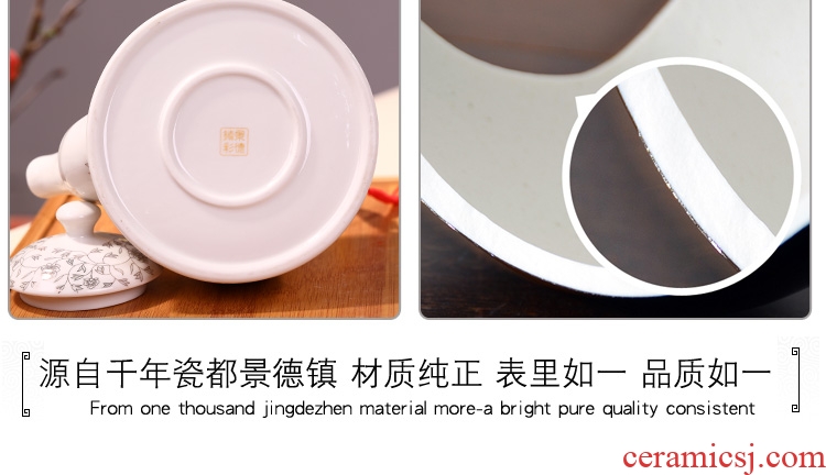 Jingdezhen tea sets ceramic cups, teapot household contracted large wedding celebration of the sitting room of a complete set of girder pot cup