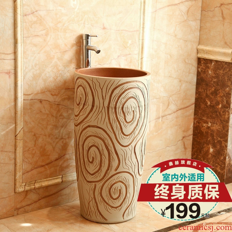 Jingdezhen ceramics art the lavatory basin basin basin sink pillar suit integrated conjoined basin
