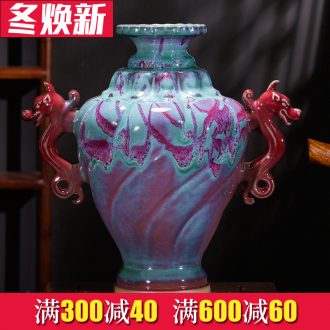 Jingdezhen ceramics vase furnishing articles up with jun porcelain Chinese sitting room adornment handicraft decoration office
