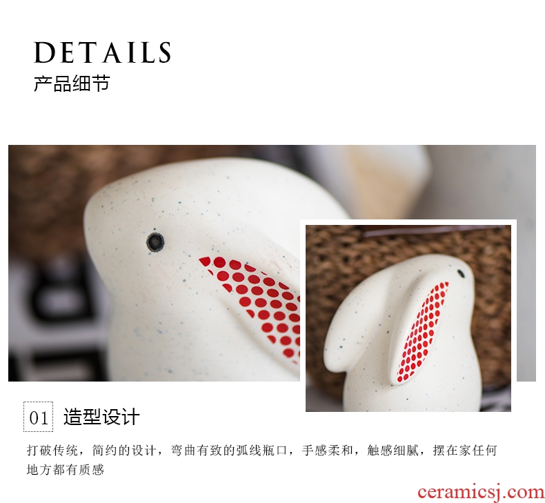 Zakka of a small rabbit animal ceramic furnishing articles express cartoon creative household adornment ornament gift