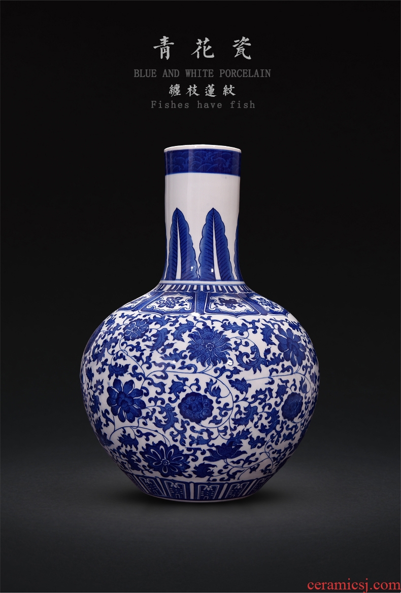 Ceramic vases, flower arrangement sitting room place I and contracted retro dry flower of large European jingdezhen porcelain pot - 581678511953