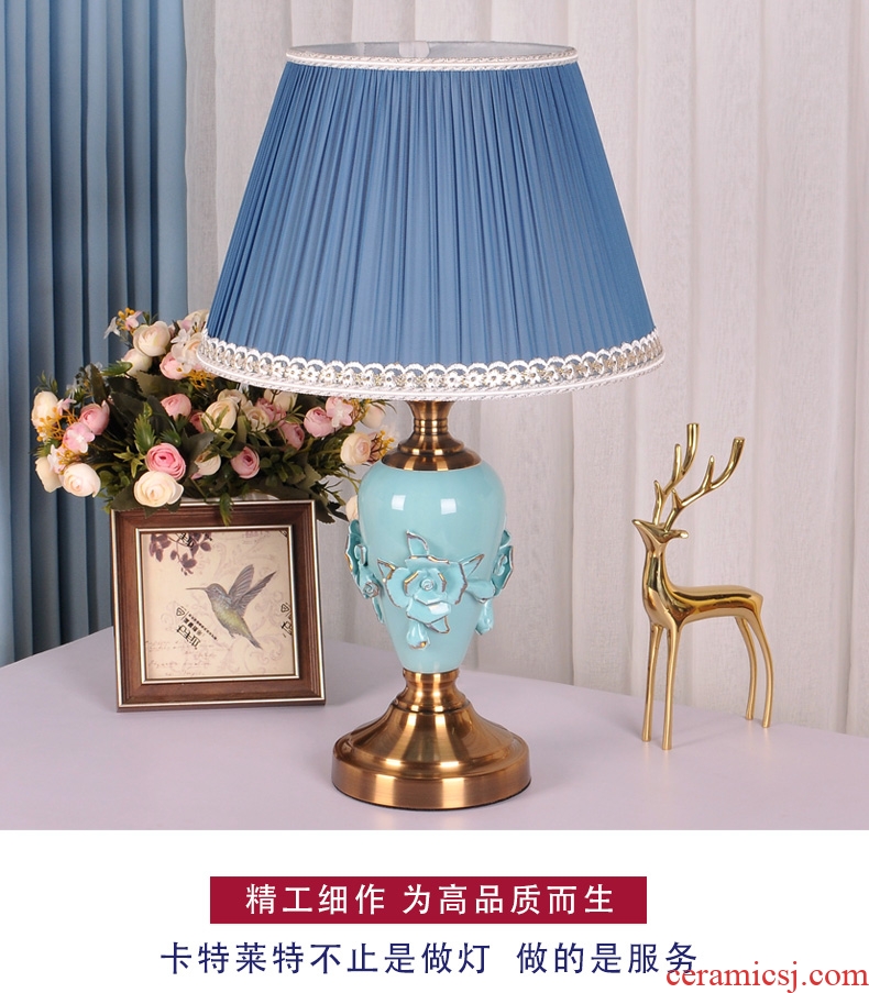 Decorative lamp contemporary and contracted American ceramic warm personality of bedroom the head of a bed warm light romantic home dimming control