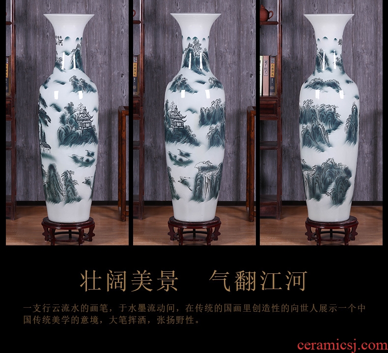 Jingdezhen ceramics furnishing articles big vase household flower arrangement sitting room adornment bottles hand blue and white porcelain vase furnishing articles - 584815674446