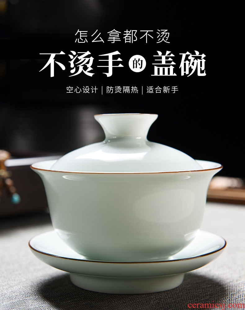 Beauty cabinet without air hole, double the not hot tureen heat insulation bowl cups tea household ceramics kung fu tea cup