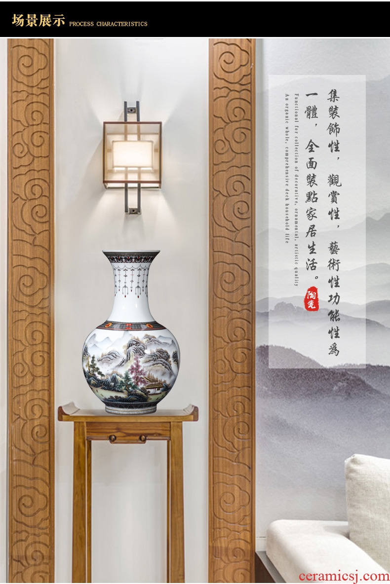 Jingdezhen ceramics green glaze landscape painting and calligraphy tube quiver scroll sitting room place, the study of large cylinder vase - 596819659608