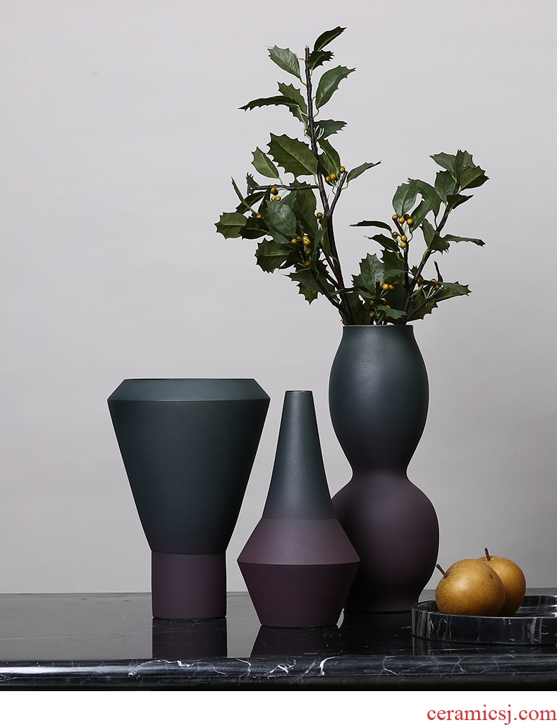 Nordic landing big vase furnishing articles European I and contracted hotel ceramic emerald green stores sitting room adornment flower arrangement - 600865349813