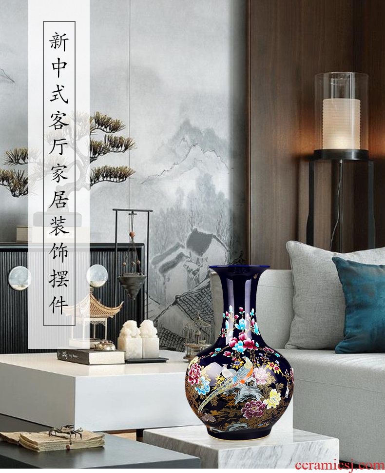 Blue and white porcelain of jingdezhen ceramics qingming scroll of large vases, flower arrangement sitting room adornment is placed large - 598332060952