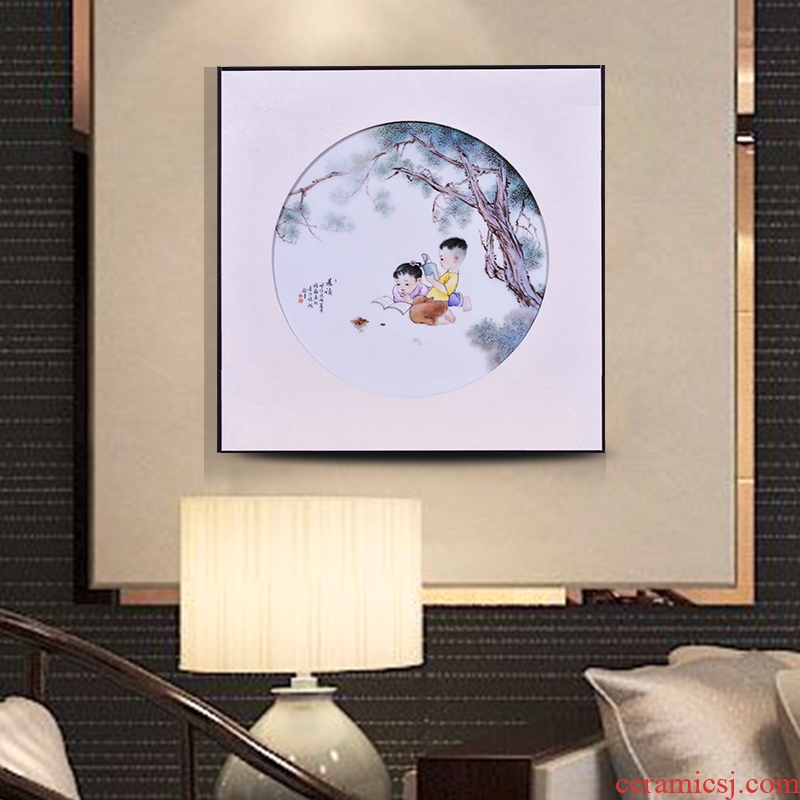 Jingdezhen ceramics hand-painted morning reading porcelain plate painter new Chinese style sitting room adornment bedroom wall hanging in furnishing articles