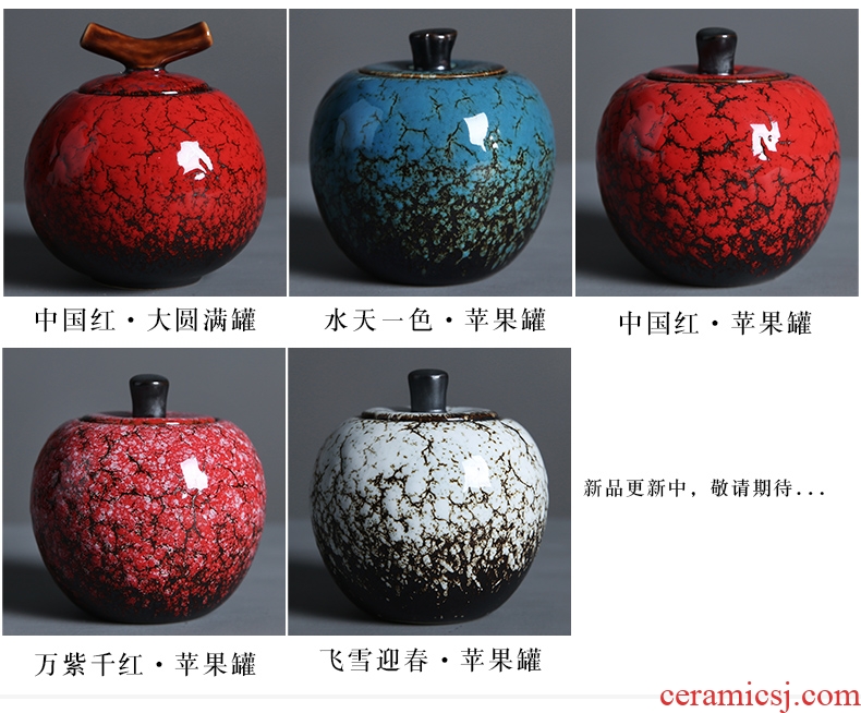 Auspicious edge kiln caddy scattered receives size ceramic seal storage POTS travel tea caddy