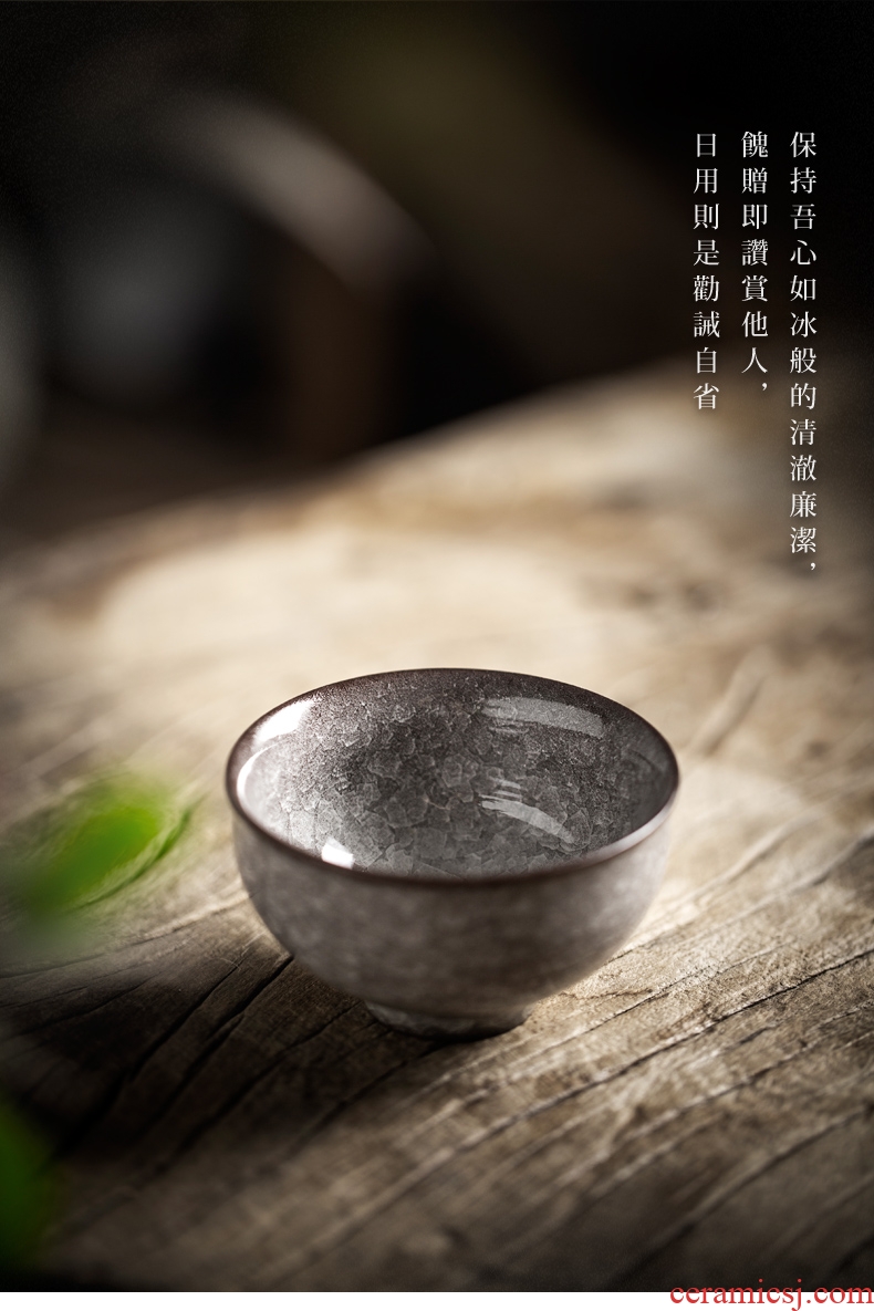 The elder brother of The longquan celadon up iron ice crack cup tire checking ceramic kung fu master cup single cup tea sample tea cup