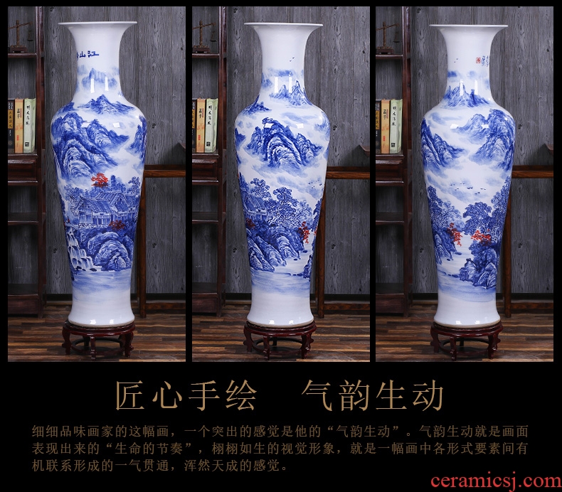Jingdezhen ceramics sitting room of large vase household decorations arts and crafts office furnishing articles feng shui town house - 590065377714