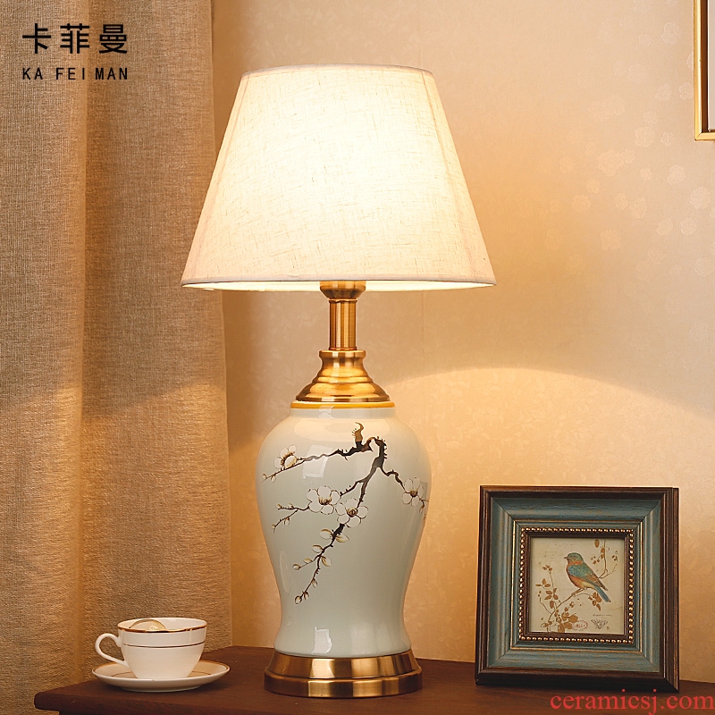 New Chinese style ceramic desk lamp classical home sitting room bedroom study bedroom adornment wedding carried this bedside lamp