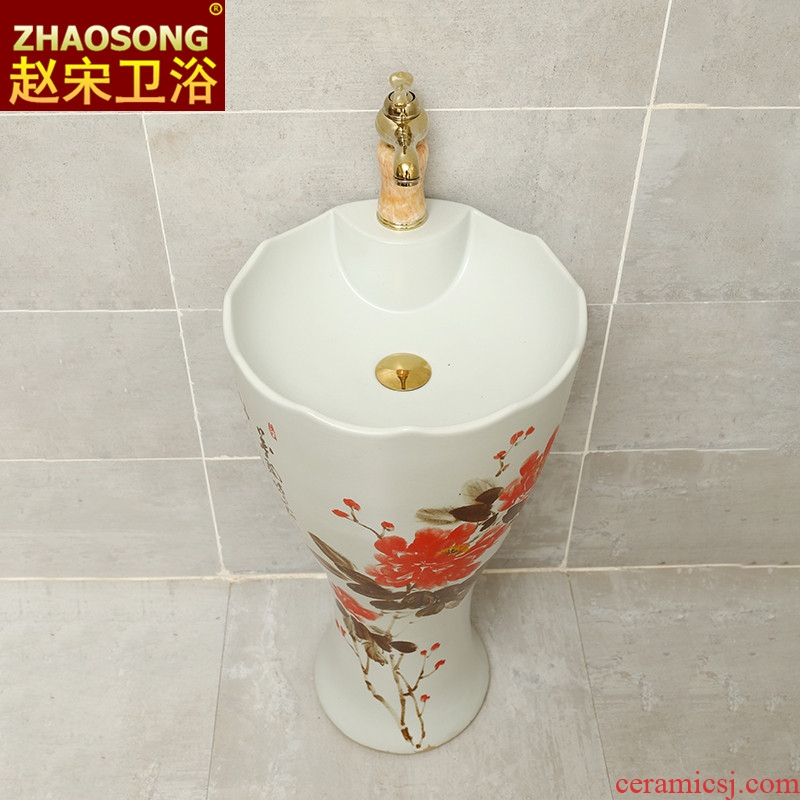 Zhao Song Jian European ceramic pillar lavabo household toilet one-piece type lavatory basin courtyard