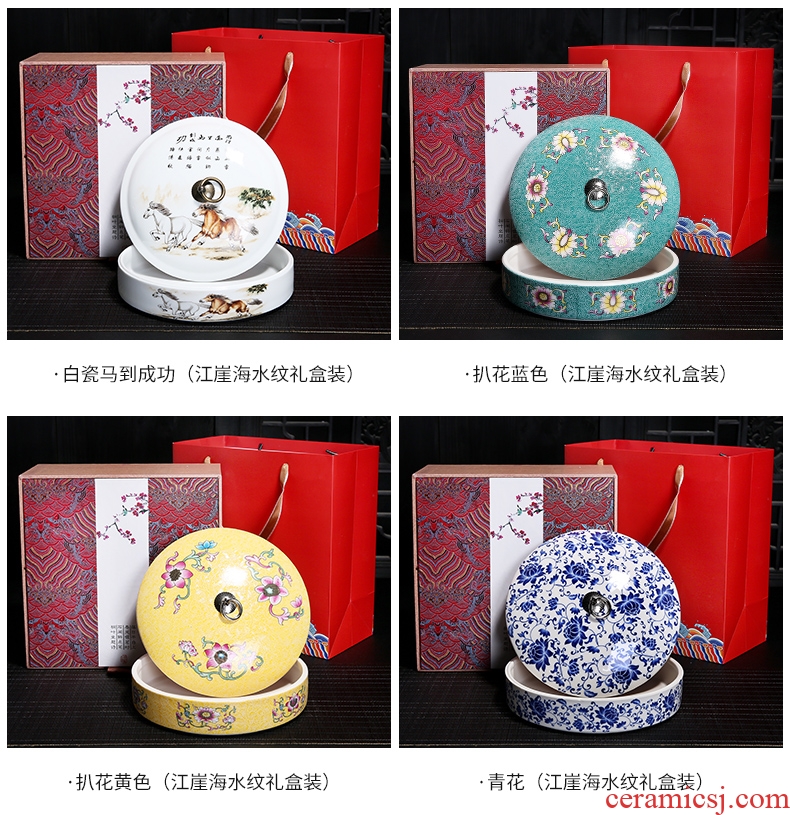 Auspicious margin of the Mid-Autumn festival tea ceremony tea cake box of high-grade gift boxes ceramic tea pot of white tea cake packaging cartons