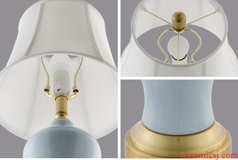 American desk lamp bedside lamp is contracted and contemporary bedroom lamp light the luxury of jingdezhen ceramic ice crack sweet marriage