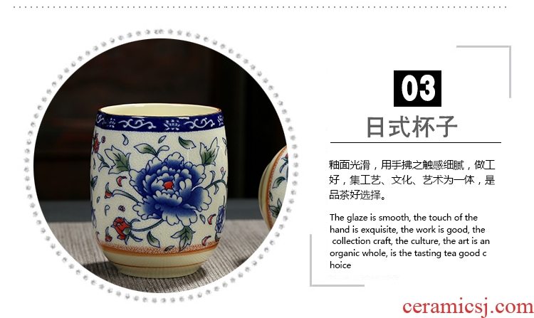 Girder of a complete set of blue and white porcelain pot of tea set high temperature resistant high-capacity teapot teacup ceramic cup tea restaurant