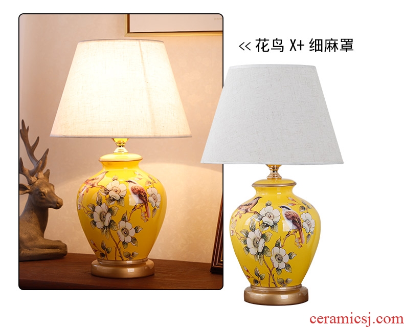 Ceramic lamp American bedroom living room study of new Chinese style restoring ancient ways European - style decorative lamps and lanterns is I warm bedside lamp