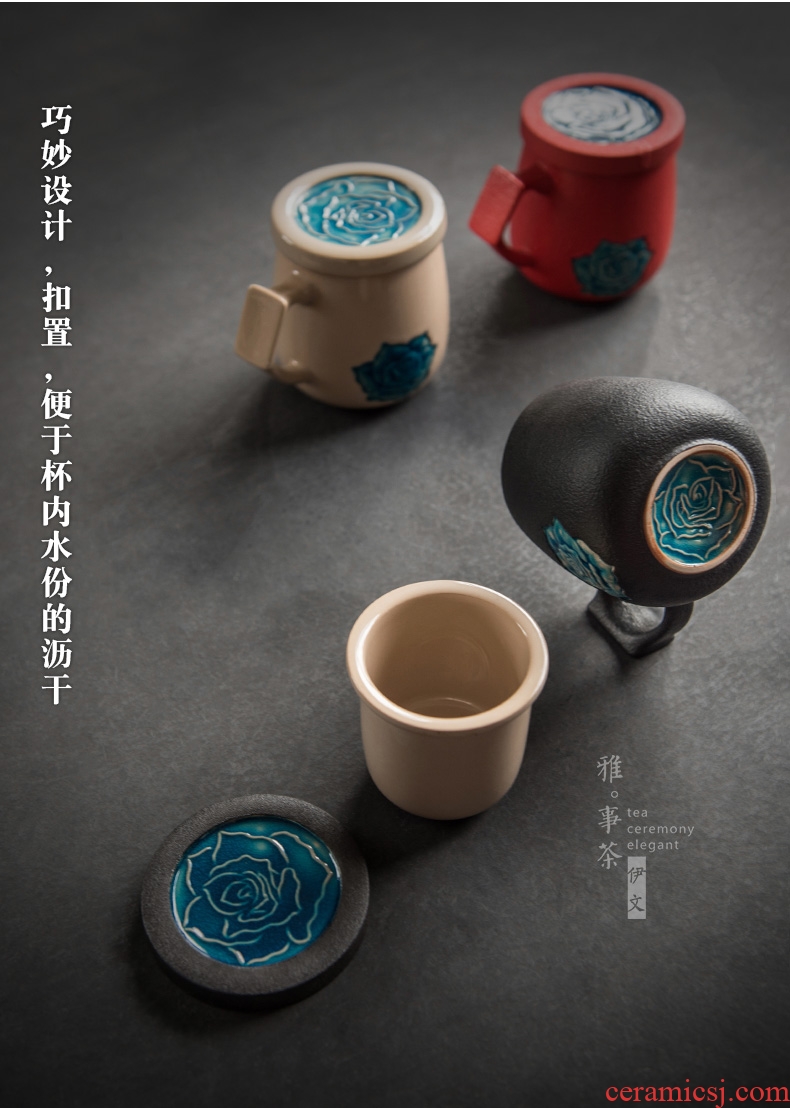 Evan ceramic filter tea cup office contracted ceramic cup with cover mug separation filter glass tea cup