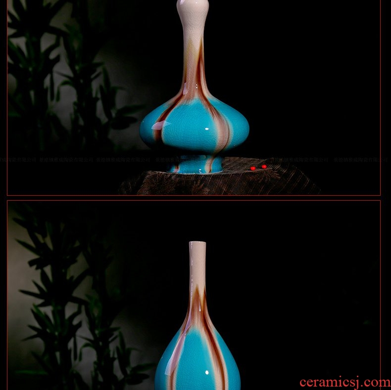 Continuous grain color glaze up porcelain vase when modern ShangBing crack glaze up vase furnishing articles flowers home