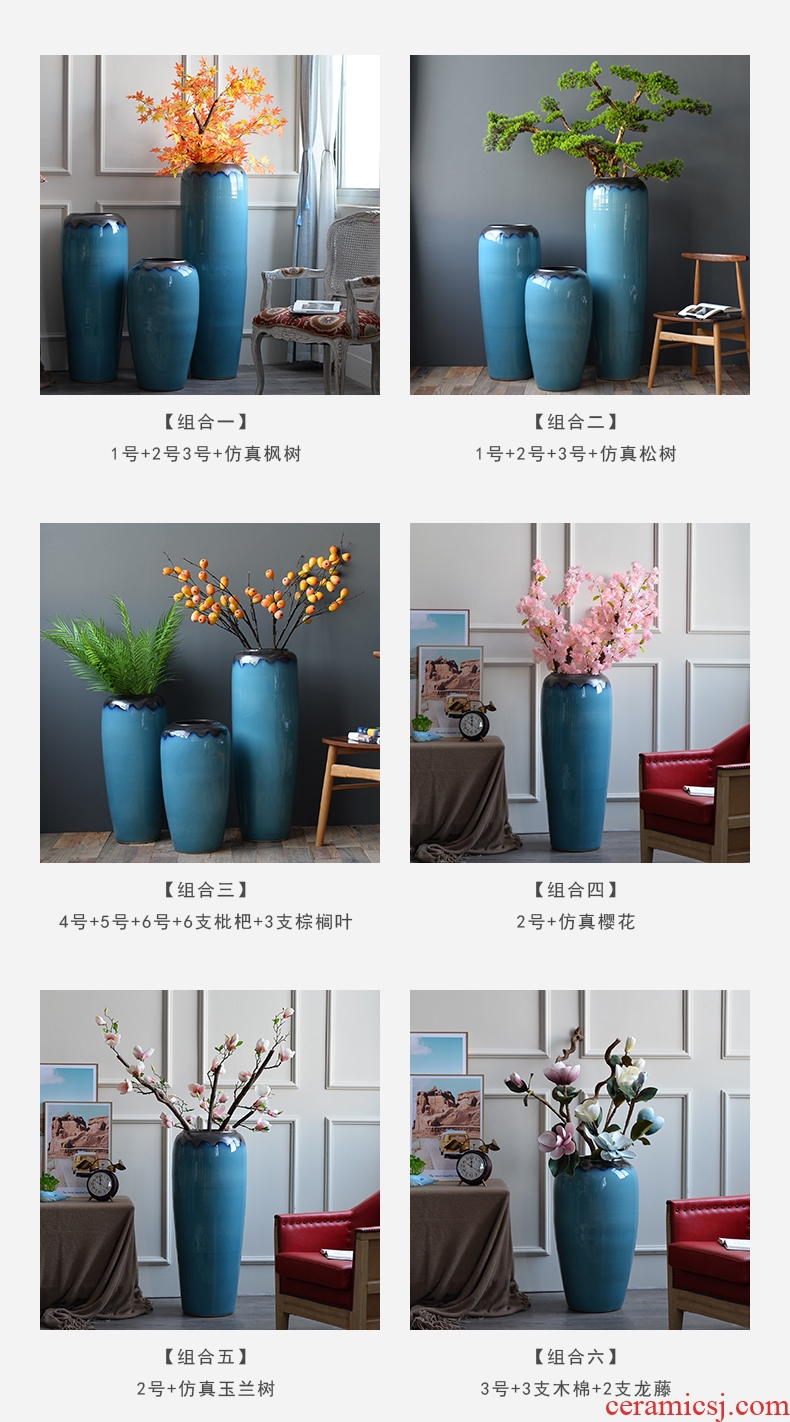 Restore ancient ways the ground ceramic big vase high dry flower arranging flowers sitting room jingdezhen ceramic ornaments furnishing articles pottery coarse pottery - 602053647748