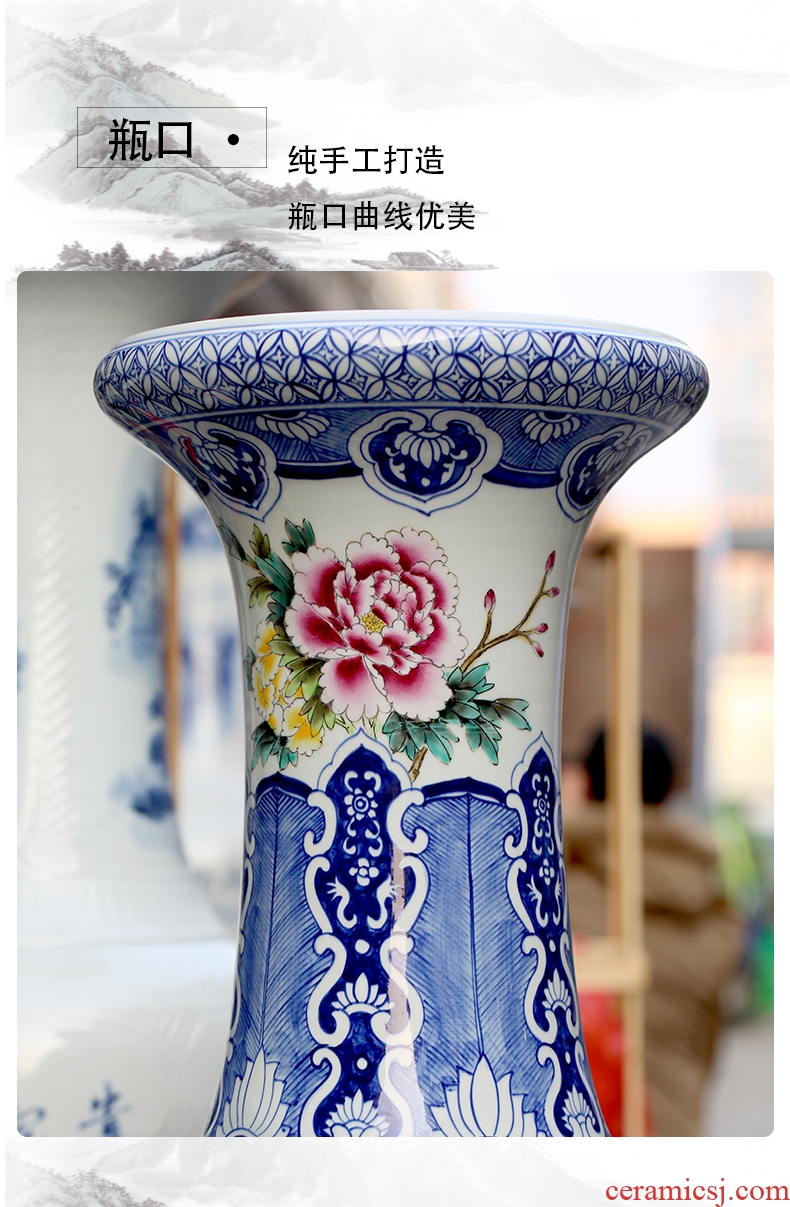 Jingdezhen ceramics bucket color peony porcelain of large adornment ornament gift porcelain vases, new Chinese style living room hotel