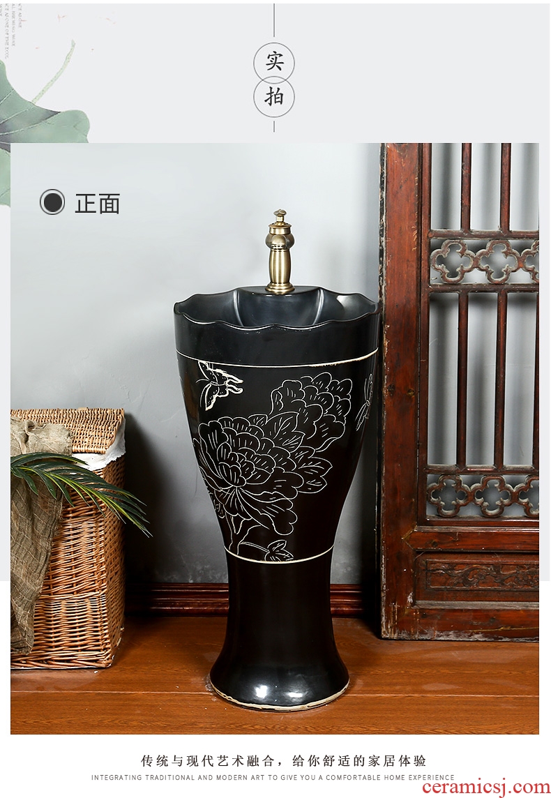 Archaize ceramic toilet one - piece basin balcony column type lavatory floor balcony column basin