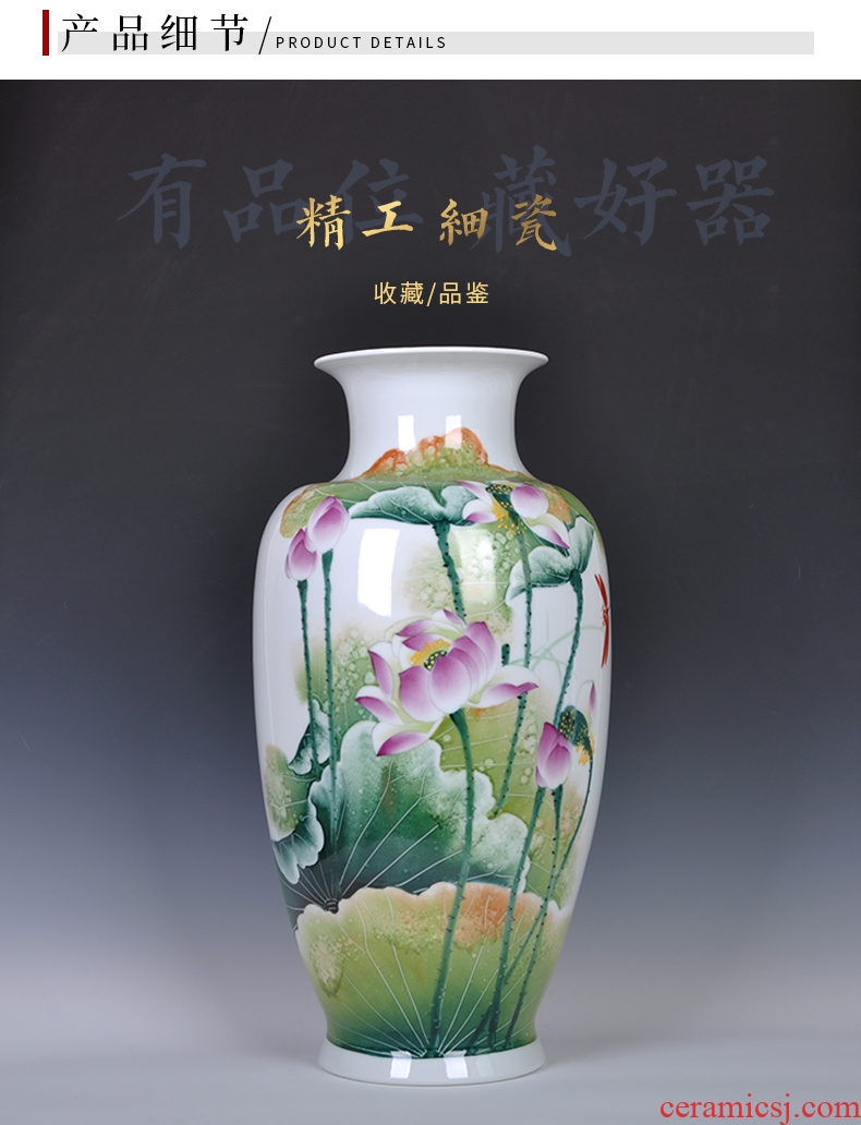 Jingdezhen ceramics of large vase Chinese red paint peony flowers prosperous hotel sitting room adornment is placed - 601928820384