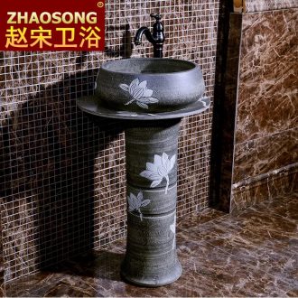 Basin of Chinese style restoring ancient ways pillar balcony lavatory household bathroom sink ceramic basin outdoor courtyard garden